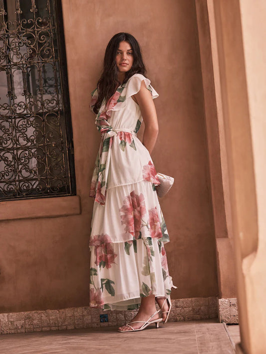 Rosalie Garden Floral Tiered Ruffle Midi Dress