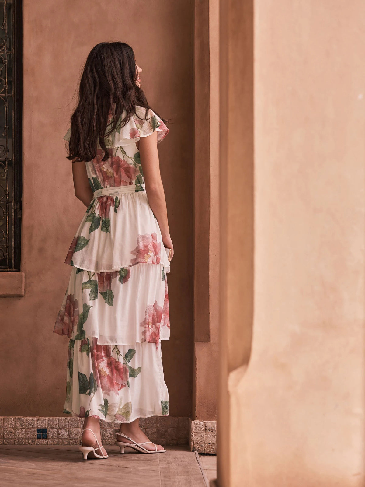 Rosalie Garden Floral Tiered Ruffle Midi Dress